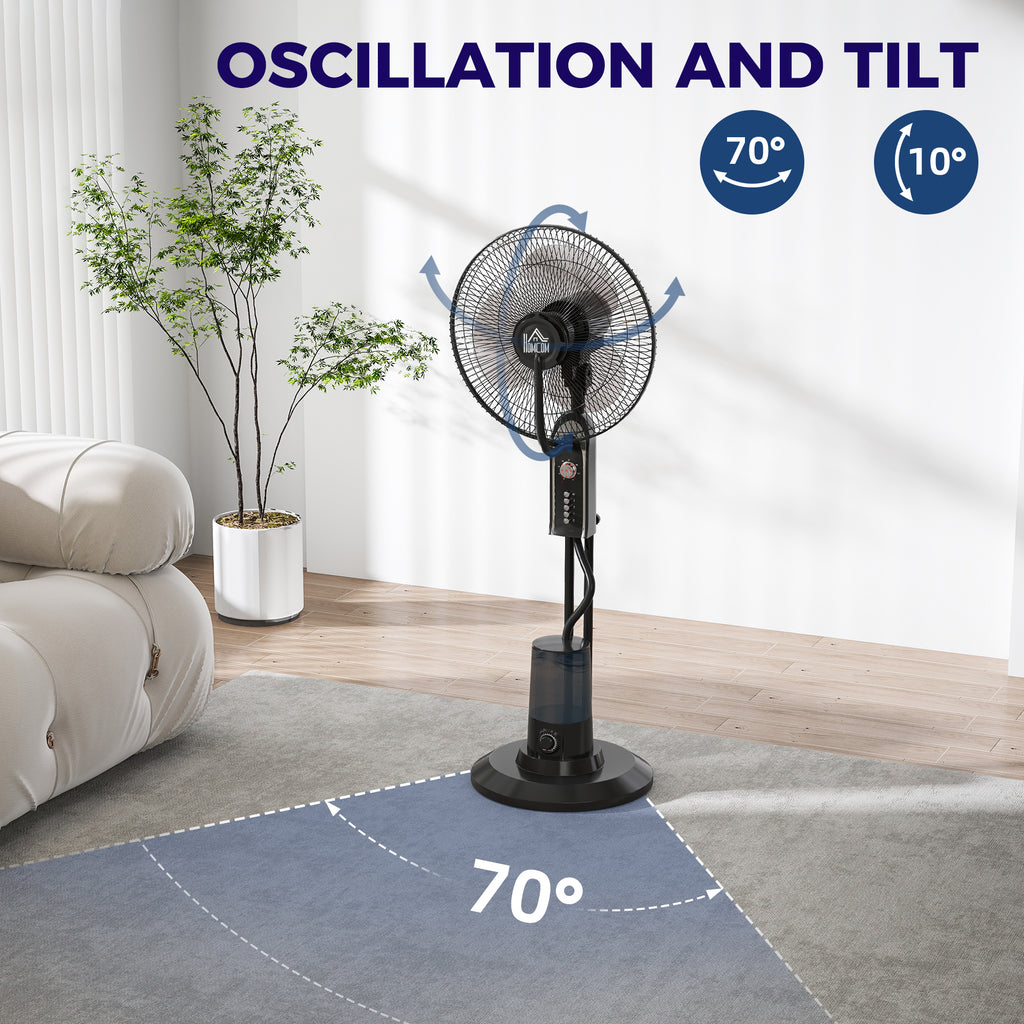 HOMCOM Misting and Cooling Fan Oscillating 4 Speed with Water Tank