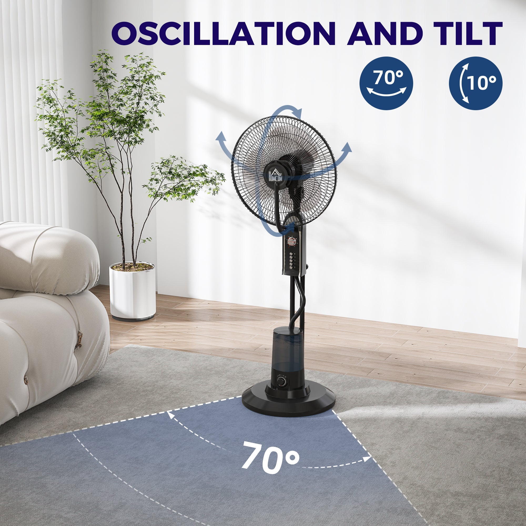 HOMCOM Misting and Cooling Fan Oscillating 4 Speed with Water Tank
